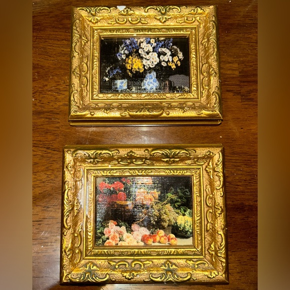 Other - Vintage Miniature Ornate Framed Oil Paintings 5”x4”